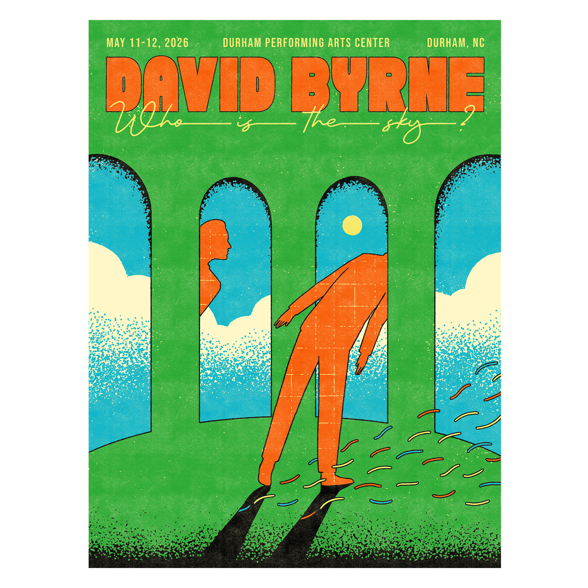 David Byrne Show Poster - Durham, NC - 05/11/26 - 05/12/26