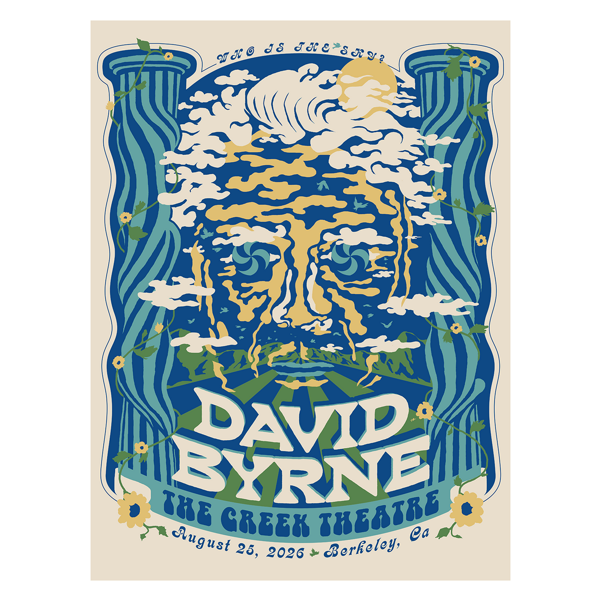 David Byrne Show Poster - Berkeley, CA - 08/24/26